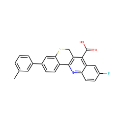 Cc1cccc(-c2ccc3c(c2)SCc2c-3nc3ccc(F)cc3c2C(=O)O)c1 ZINC000026837042