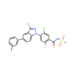 Cc1cccc(-c2ccc3c(c2)c(Cl)nn3-c2cc(F)c(C(=O)NS(C)(=O)=O)cc2Cl)c1 ZINC001772585942
