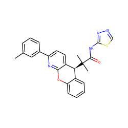 Cc1cccc(-c2ccc3c(n2)Oc2ccccc2[C@@H]3C(C)(C)C(=O)Nc2nncs2)c1 ZINC000073141172