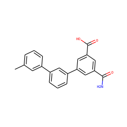 Cc1cccc(-c2cccc(-c3cc(C(N)=O)cc(C(=O)O)c3)c2)c1 ZINC000014960615