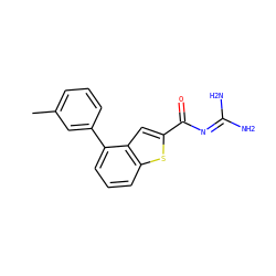 Cc1cccc(-c2cccc3sc(C(=O)N=C(N)N)cc23)c1 ZINC000028524258