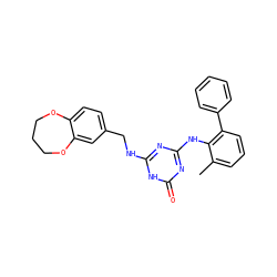 Cc1cccc(-c2ccccc2)c1Nc1nc(NCc2ccc3c(c2)OCCCO3)[nH]c(=O)n1 ZINC000064527690