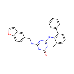 Cc1cccc(-c2ccccc2)c1Nc1nc(NCc2ccc3occc3c2)[nH]c(=O)n1 ZINC000064528025