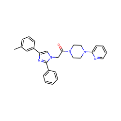 Cc1cccc(-c2cn(CC(=O)N3CCN(c4ccccn4)CC3)c(-c3ccccc3)n2)c1 ZINC000096284535