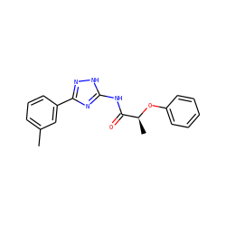 Cc1cccc(-c2n[nH]c(NC(=O)[C@H](C)Oc3ccccc3)n2)c1 ZINC000095573672