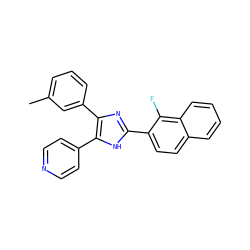 Cc1cccc(-c2nc(-c3ccc4ccccc4c3F)[nH]c2-c2ccncc2)c1 ZINC000096923873