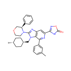 Cc1cccc(-c2nc(-c3noc(=O)[nH]3)cc3nc(N4CCOC[C@H]4c4ccccc4)n(C[C@H]4CC[C@H](C)CC4)c23)c1 ZINC000261154864
