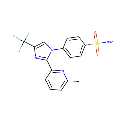 Cc1cccc(-c2nc(C(F)(F)F)cn2-c2ccc(S(N)(=O)=O)cc2)n1 ZINC000003814624