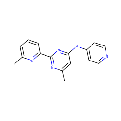 Cc1cccc(-c2nc(C)cc(Nc3ccncc3)n2)n1 ZINC000042921278