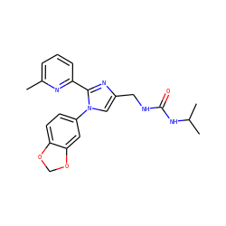 Cc1cccc(-c2nc(CNC(=O)NC(C)C)cn2-c2ccc3c(c2)OCO3)n1 ZINC000096285315