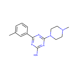 Cc1cccc(-c2nc(N)nc(N3CCN(C)CC3)n2)c1 ZINC000169349134