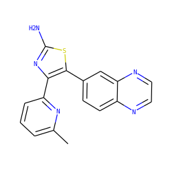 Cc1cccc(-c2nc(N)sc2-c2ccc3nccnc3c2)n1 ZINC000040410626