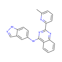 Cc1cccc(-c2nc(Nc3ccc4[nH]ncc4c3)c3ccccc3n2)n1 ZINC000039279791