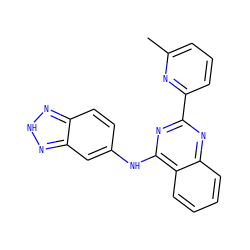 Cc1cccc(-c2nc(Nc3ccc4n[nH]nc4c3)c3ccccc3n2)n1 ZINC000043012074