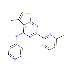 Cc1cccc(-c2nc(Nc3ccncc3)c3c(C)csc3n2)n1 ZINC000043064635