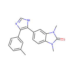Cc1cccc(-c2nc[nH]c2-c2ccc3c(c2)n(C)c(=O)n3C)c1 ZINC000014958442