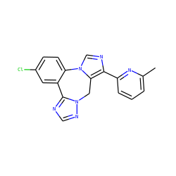 Cc1cccc(-c2ncn3c2Cn2ncnc2-c2cc(Cl)ccc2-3)n1 ZINC000049089931