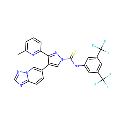 Cc1cccc(-c2nn(C(=S)Nc3cc(C(F)(F)F)cc(C(F)(F)F)c3)cc2-c2ccc3ncnn3c2)n1 ZINC000072127784