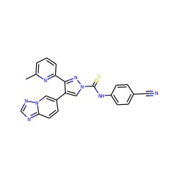 Cc1cccc(-c2nn(C(=S)Nc3ccc(C#N)cc3)cc2-c2ccc3ncnn3c2)n1 ZINC000072127761