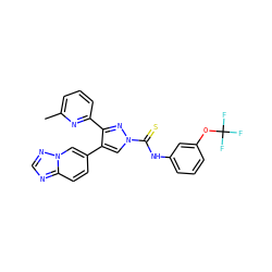 Cc1cccc(-c2nn(C(=S)Nc3cccc(OC(F)(F)F)c3)cc2-c2ccc3ncnn3c2)n1 ZINC000072127846
