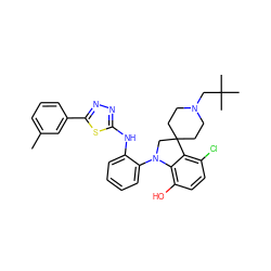 Cc1cccc(-c2nnc(Nc3ccccc3N3CC4(CCN(CC(C)(C)C)CC4)c4c(Cl)ccc(O)c43)s2)c1 ZINC000208056029