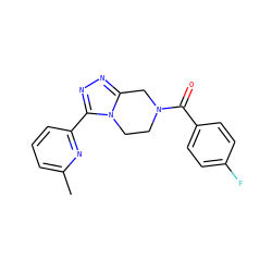 Cc1cccc(-c2nnc3n2CCN(C(=O)c2ccc(F)cc2)C3)n1 ZINC000166274089