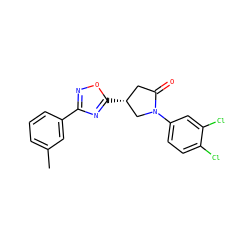 Cc1cccc(-c2noc([C@@H]3CC(=O)N(c4ccc(Cl)c(Cl)c4)C3)n2)c1 ZINC000084688216
