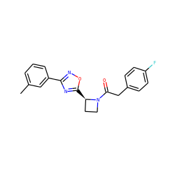 Cc1cccc(-c2noc([C@@H]3CCN3C(=O)Cc3ccc(F)cc3)n2)c1 ZINC000095574728