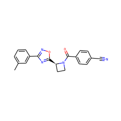 Cc1cccc(-c2noc([C@@H]3CCN3C(=O)c3ccc(C#N)cc3)n2)c1 ZINC000095580458