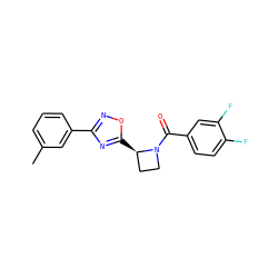Cc1cccc(-c2noc([C@@H]3CCN3C(=O)c3ccc(F)c(F)c3)n2)c1 ZINC000095575397