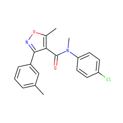 Cc1cccc(-c2noc(C)c2C(=O)N(C)c2ccc(Cl)cc2)c1 ZINC000045388504