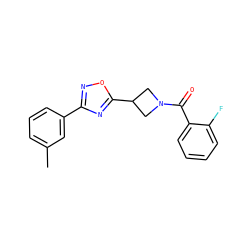 Cc1cccc(-c2noc(C3CN(C(=O)c4ccccc4F)C3)n2)c1 ZINC000095577730