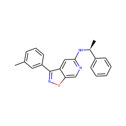 Cc1cccc(-c2noc3cnc(N[C@@H](C)c4ccccc4)cc23)c1 ZINC000040951784