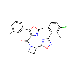 Cc1cccc(-c2oc(C)nc2C(=O)N2CC[C@H]2c2nc(-c3cccc(Cl)c3C)no2)c1 ZINC001772651914