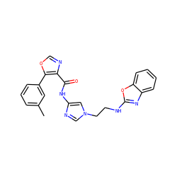 Cc1cccc(-c2ocnc2C(=O)Nc2cn(CCNc3nc4ccccc4o3)cn2)c1 ZINC001772642770