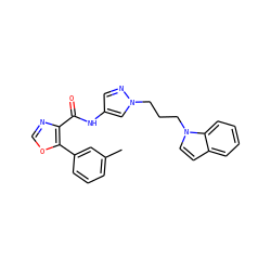 Cc1cccc(-c2ocnc2C(=O)Nc2cnn(CCCn3ccc4ccccc43)c2)c1 ZINC000201552100