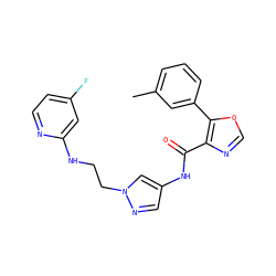 Cc1cccc(-c2ocnc2C(=O)Nc2cnn(CCNc3cc(F)ccn3)c2)c1 ZINC000201552196