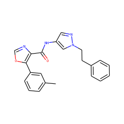 Cc1cccc(-c2ocnc2C(=O)Nc2cnn(CCc3ccccc3)c2)c1 ZINC001772611372