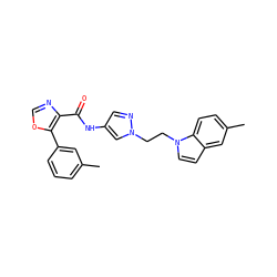 Cc1cccc(-c2ocnc2C(=O)Nc2cnn(CCn3ccc4cc(C)ccc43)c2)c1 ZINC000201548023