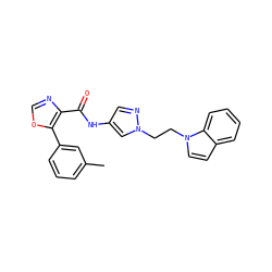 Cc1cccc(-c2ocnc2C(=O)Nc2cnn(CCn3ccc4ccccc43)c2)c1 ZINC000201543322
