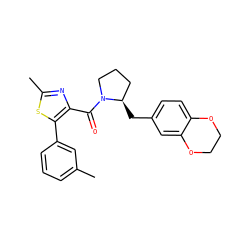 Cc1cccc(-c2sc(C)nc2C(=O)N2CCC[C@H]2Cc2ccc3c(c2)OCCO3)c1 ZINC000653811037