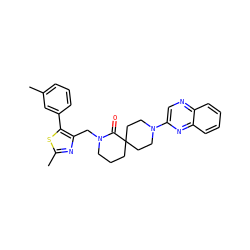 Cc1cccc(-c2sc(C)nc2CN2CCCC3(CCN(c4cnc5ccccc5n4)CC3)C2=O)c1 ZINC000096173106