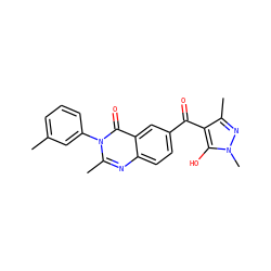 Cc1cccc(-n2c(C)nc3ccc(C(=O)c4c(C)nn(C)c4O)cc3c2=O)c1 ZINC000299836275