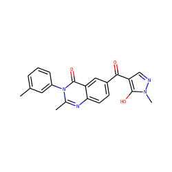 Cc1cccc(-n2c(C)nc3ccc(C(=O)c4cnn(C)c4O)cc3c2=O)c1 ZINC000299831640
