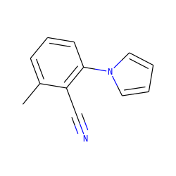 Cc1cccc(-n2cccc2)c1C#N ZINC000004054815