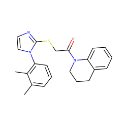 Cc1cccc(-n2ccnc2SCC(=O)N2CCCc3ccccc32)c1C ZINC000002723047