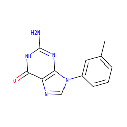 Cc1cccc(-n2cnc3c(=O)[nH]c(N)nc32)c1 ZINC000001745648
