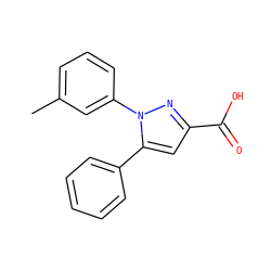 Cc1cccc(-n2nc(C(=O)O)cc2-c2ccccc2)c1 ZINC000005022756