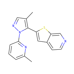 Cc1cccc(-n2ncc(C)c2-c2cc3ccncc3s2)n1 ZINC000117766071