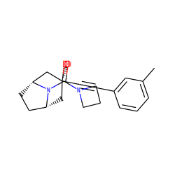 Cc1cccc(C#C[C@@]2(O)C[C@@H]3CC[C@H](C2)N3C(=O)N2CCC2)c1 ZINC000103287320